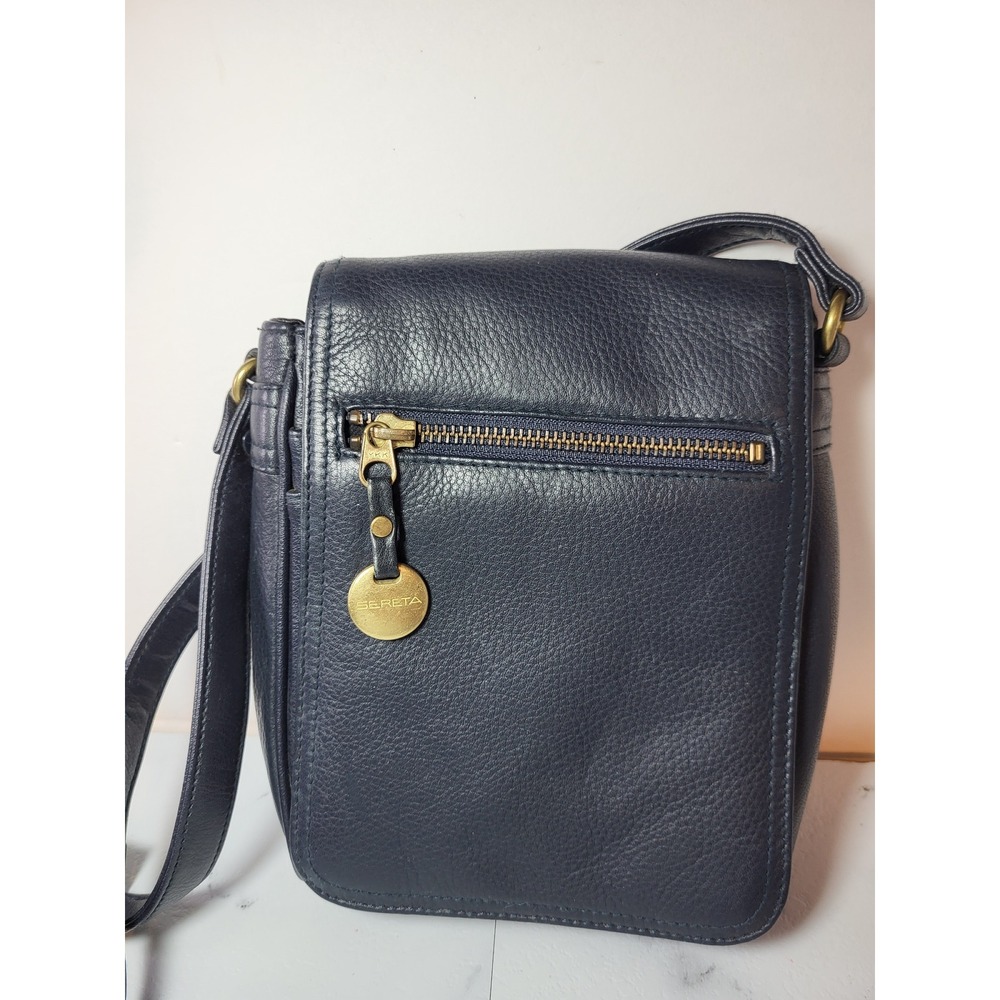 Sereta Navy Blue Crossbody Purse‎ Flap Zipper Front Many Pocket